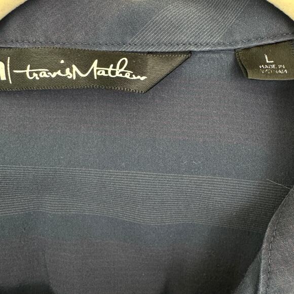 Travis Mathew Mens Short Sleeve Button Shirt Size L Stripe Lightweight Gray - Picture 2 of 7